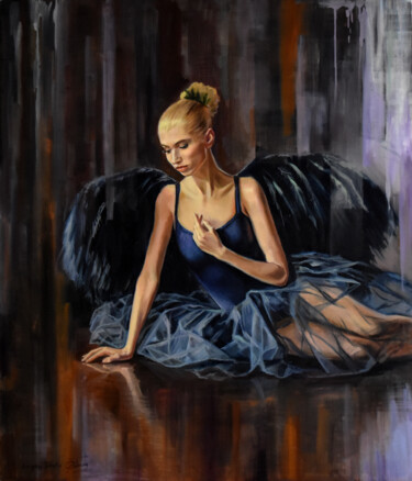 The narcissism of the black swan Картина под названием "The narcissism of t…" - Serghei Ghetiu, Подлинное произведение искусства, Масло Установлен на Подрамн…