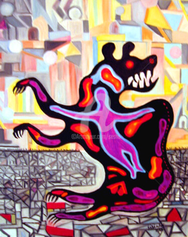 Arte digital titulada "Bear Hug" por Sesha, Obra de arte original, Oleo