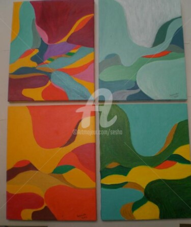 Digital Arts titled "Four Seasons- 4-in-1" by Sesha, Original Artwork, Oil