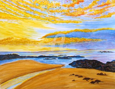 Digital Arts titled "Golden Evening." by Sesha, Original Artwork, Oil