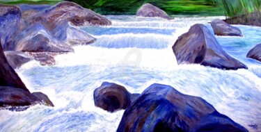 Digital Arts titled "The Flowing water." by Sesha, Original Artwork, Oil