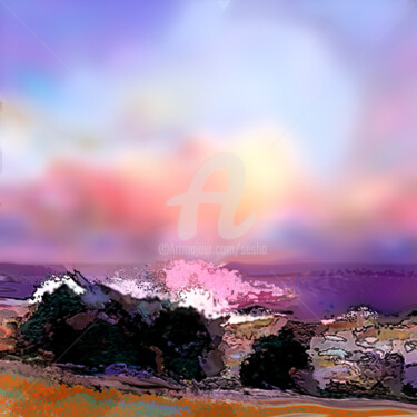Digital Arts titled "painting-waves-over…" by Sesha, Original Artwork