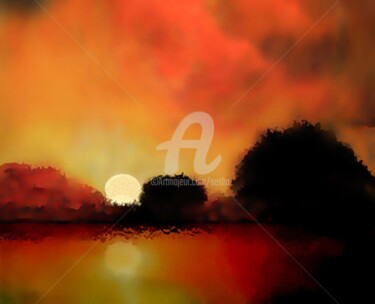 Digital Arts titled "Glorious Sunset" by Sesha, Original Artwork, Watercolor