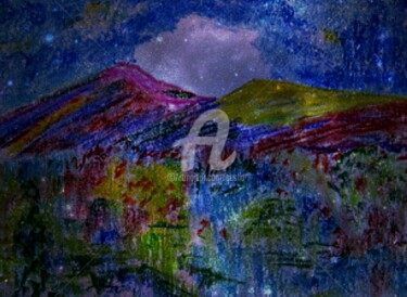 Arts numériques intitulée "Nightscape" par Sesha, Œuvre d'art originale, Aquarelle