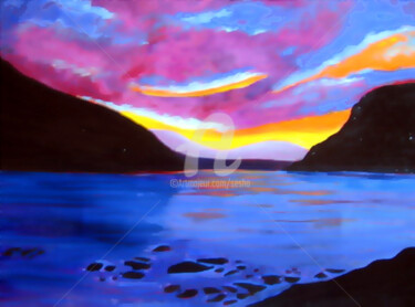 Digitale Kunst mit dem Titel "By The Bay" von Sesha, Original-Kunstwerk, Öl