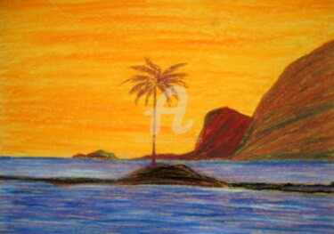 Digital Arts titled "Sundown over sea" by Seshadri, Original Artwork, Oil