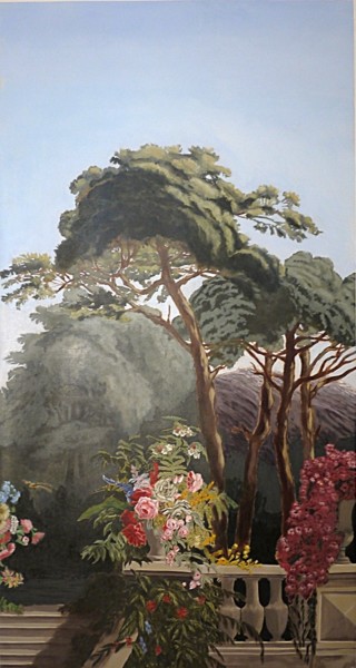 Peinture intitulée "Jardin façon Zuber" par Soizic D'Espinay Saint Luc, Œuvre d'art originale, Acrylique