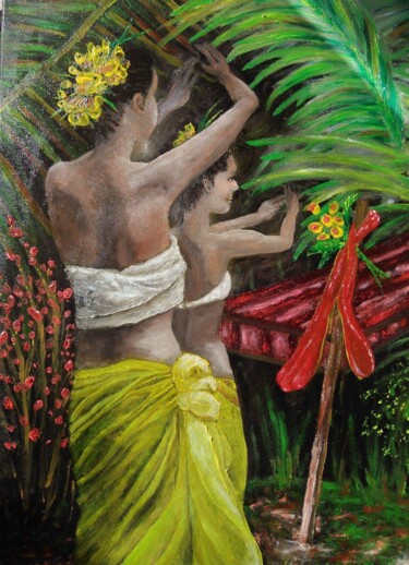Pintura intitulada "Danseuses polynésie…" por Séssé, Obras de arte originais, Óleo