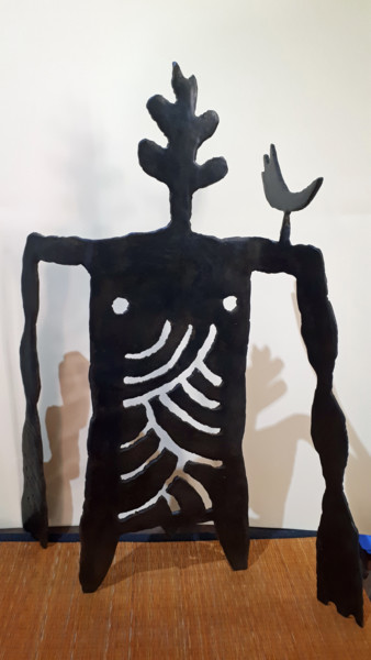 Skulptur mit dem Titel "Homme Oiseau 2019" von Setch, Original-Kunstwerk, Metalle