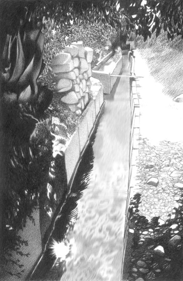 Dibujo titulada "acequia" por Sete Goytre, Obra de arte original, Bolígrafo