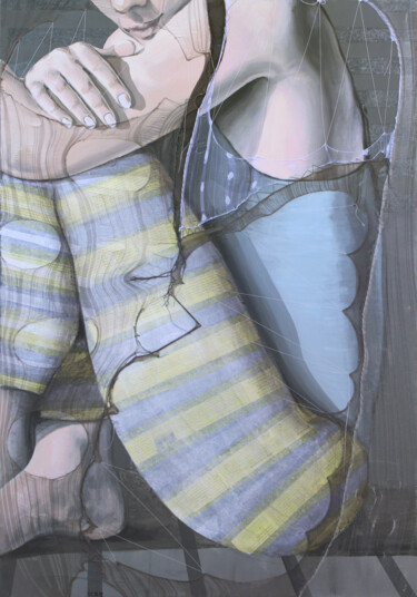 Malerei mit dem Titel "kintsugi (Flore)" von Settimia Taroux, Original-Kunstwerk, Acryl