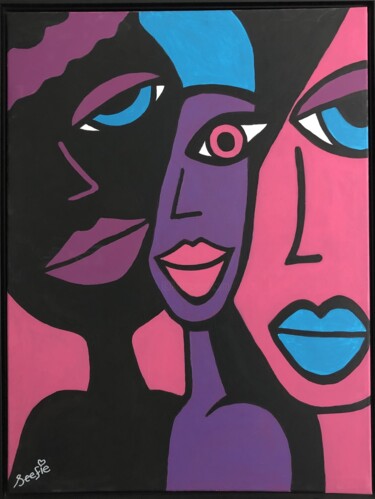 Картина под названием "Colourful People" - Sevâl Gülören (Seefie), Подлинное произведение искусства, Акрил