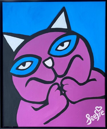 제목이 "Crazy Buddha Cat"인 미술작품 Sevâl Gülören (Seefie)로, 원작, 아크릴