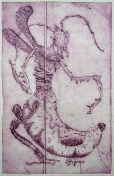 Gravures & estampes intitulée ""Mantisis Fantaisus"" par Sèvange, Œuvre d'art originale, Gravure