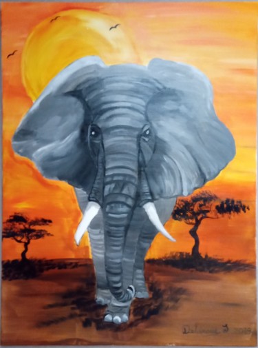 Peinture intitulée "éléphant dans la sa…" par Severine Delanoue, Œuvre d'art originale, Acrylique