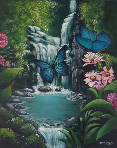 Painting titled "nature tranquille" by Severine Delanoue, Original Artwork, Acrylic