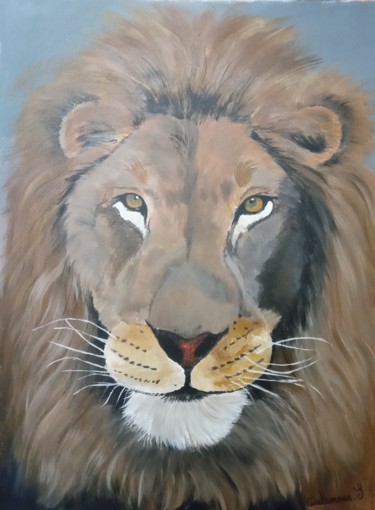 Pittura intitolato "Le lion songeur" da Severine Delanoue, Opera d'arte originale, Acrilico