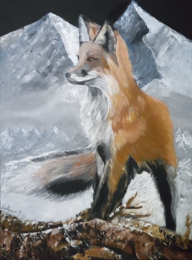 Schilderij getiteld "Le renard dans la m…" door Severine Delanoue, Origineel Kunstwerk, Acryl