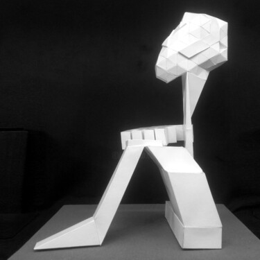 Sculpture titled "Modern human Ⅸ" by Seven E, Original Artwork, Paper