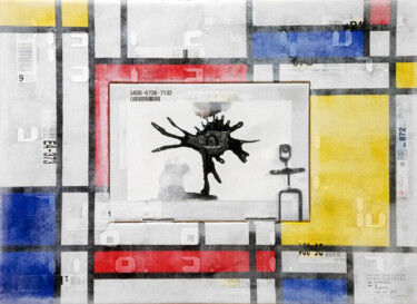 Schilderij getiteld "Mondriaan & E Seven" door Seven E, Origineel Kunstwerk, Acryl