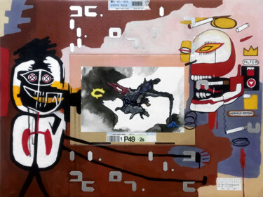 Malerei mit dem Titel "Michel Basquiat & E…" von Seven E, Original-Kunstwerk, Acryl