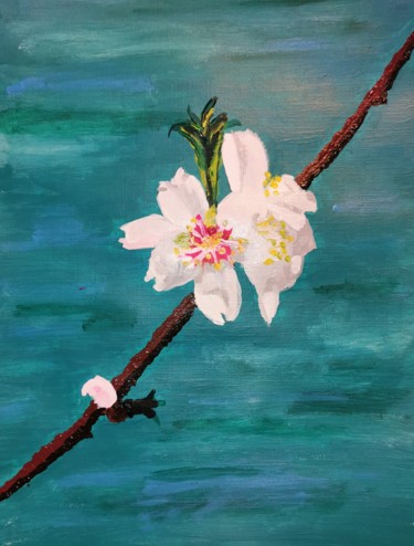 Peinture intitulée "Fleur d'amandier" par Johnny Rinkel, Œuvre d'art originale, Acrylique