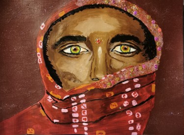 Peinture intitulée "Femme au foulard" par Johnny Rinkel, Œuvre d'art originale, Acrylique