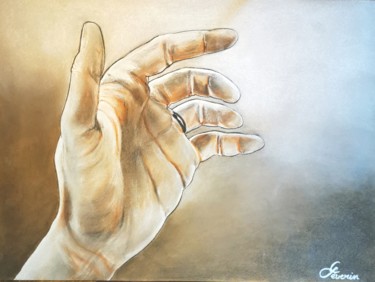 Dessin intitulée "Ma main" par Johnny Rinkel, Œuvre d'art originale, Pastel