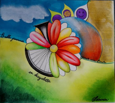 Tekening getiteld "Belle journée pour…" door Johnny Rinkel, Origineel Kunstwerk, Pastel