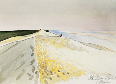 Painting titled "Dune du pilat" by Johnny Rinkel, Original Artwork, Watercolor