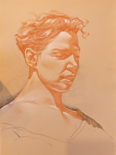 Desenho intitulada "Romain" por Johnny Rinkel, Obras de arte originais, Pastel