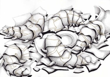 Рисунок под названием "Zerfall - Second fr…" - Séverine Bourgeois, Подлинное произведение искусства, Чернила