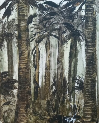 Painting titled "Forêt tropicale" by Séverine Florin, Original Artwork, Acrylic
