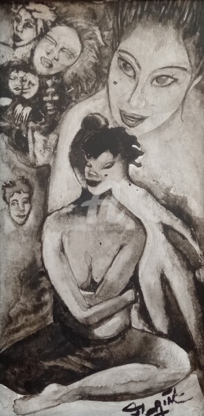 Pittura intitolato "Onirique" da Séverine Florin, Opera d'arte originale, Acquarello
