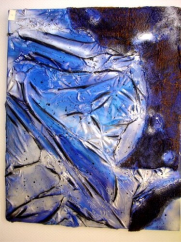 Peinture intitulée "All Blue (ou plis s…" par Séverine Joly (Carré comme Orange), Œuvre d'art originale, Huile
