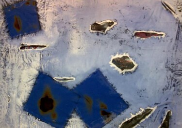 Peinture intitulée "Ice Blue (ou Carrés…" par Séverine Joly (Carré comme Orange), Œuvre d'art originale, Huile