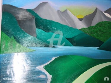 Peinture intitulée "Paysage montagneux" par Séverine Martin, Œuvre d'art originale, Huile