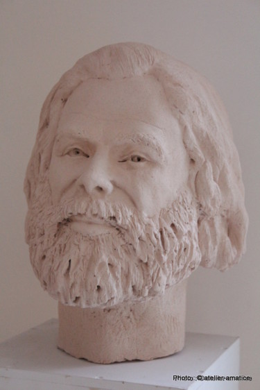 Sculpture intitulée "George Moustaki" par Sev, Œuvre d'art originale, Terre cuite