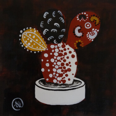 Painting titled "Cactus aborigène 11" by Séverine Piques (WOERLY), Original Artwork, Acrylic