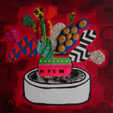 Коллажи под названием "Cactus mexicain 3D…" - Séverine Piques (WOERLY), Подлинное произведение искусства, Акрил