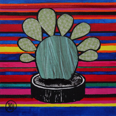 Painting titled "cactus mexicain eff…" by Séverine Piques (WOERLY), Original Artwork, Paper