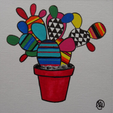 Collages titled "cactus mexicain eff…" by Séverine Piques (WOERLY), Original Artwork, Acrylic