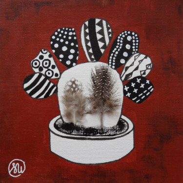 Painting titled "Cactus africain 25" by Séverine Piques (WOERLY), Original Artwork, Collages