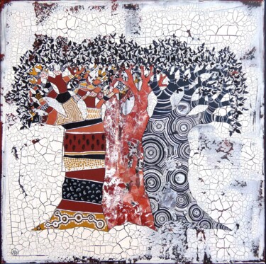 Картина под названием "Arbre de vie" - Séverine Piques (WOERLY), Подлинное произведение искусства, Акрил Установлен на Дерев…