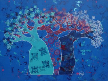 Картина под названием "Abondance en baobab" - Séverine Piques (WOERLY), Подлинное произведение искусства, Акрил Установлен н…