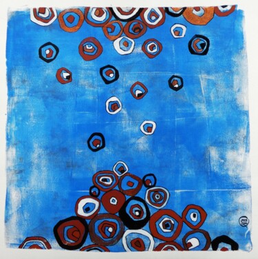 Pintura intitulada "Bulles bleues" por Séverine Piques (WOERLY), Obras de arte originais, Acrílico