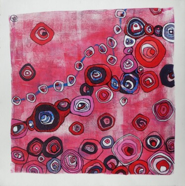 Schilderij getiteld "Bulles roses" door Séverine Piques (WOERLY), Origineel Kunstwerk, Acryl