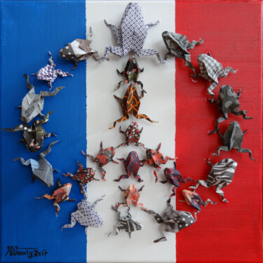 Collages intitulée "Un amour de french…" par Séverine Piques (WOERLY), Œuvre d'art originale, Acrylique Monté sur Châssis en…