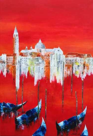 Painting titled "ROUGE VENISE" by Severine Soulas, Original Artwork, Acrylic