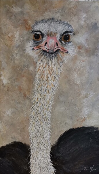 Painting titled "UN CURIEUX REGARD" by Severine Soulas, Original Artwork, Acrylic